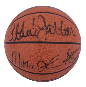 NBA Hall Of Famers & Stars Multi-Signed Basketball With 10 Signatures Including Chamberlain, Abdul-Jabbar, Robertson & More! - (Beckett)